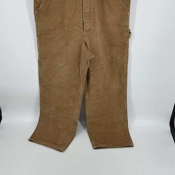 Carhartt Mens 42X32 Brown Double Knee Overalls Bib Workwear Carpenter USA *READ - Picture 3 of 16